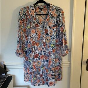 Talbots Multicolor Sea Life Print Coverup
